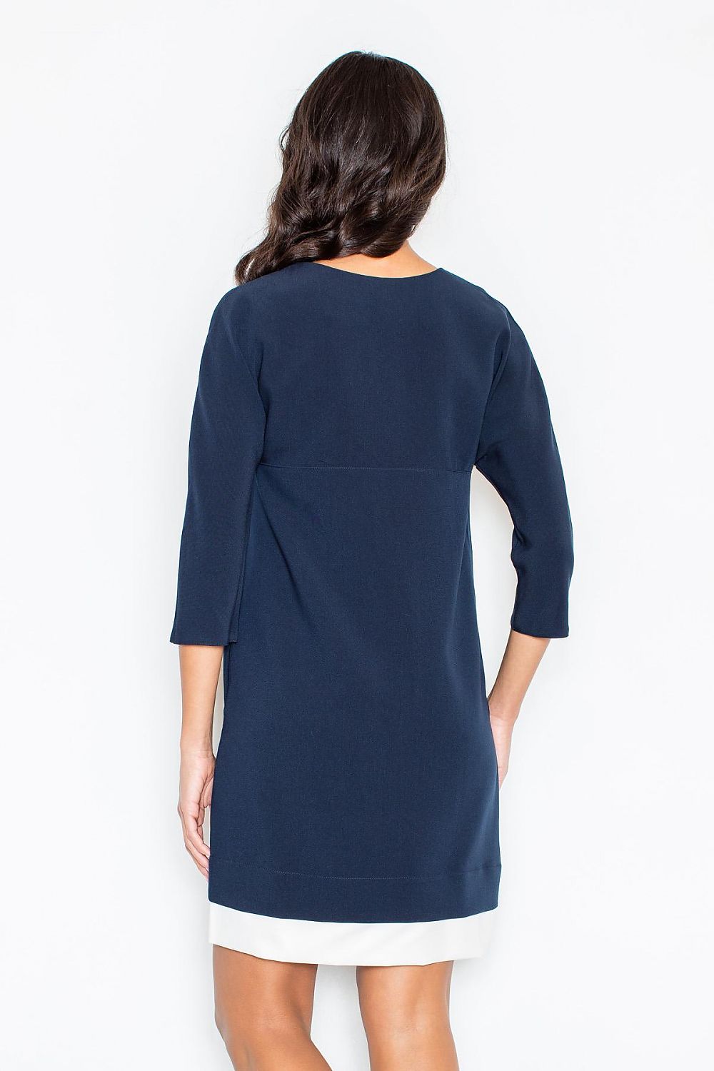 Alltagskleid Damen 3/4-Arm zweischichtig Innentaschen – Grau Rosa Blau
