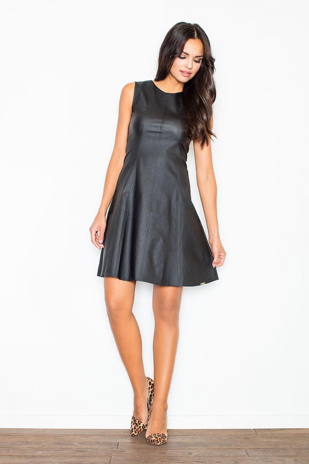 Abendkleid Damen figurbetonend ärmellos Viskose – Blau & Schwarz