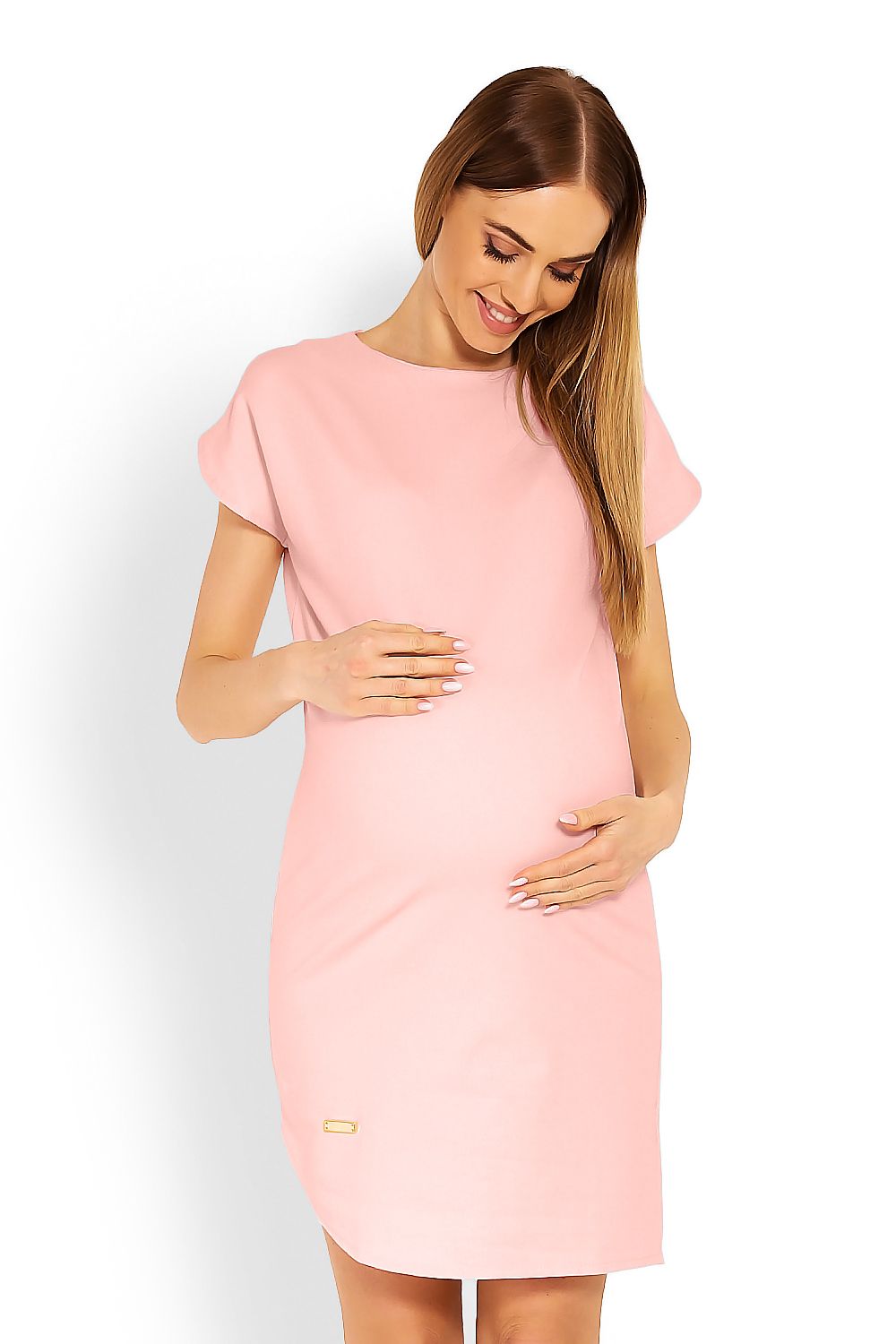Schwangerschaftskleid Asymmetrisch Kurzarm Baumwolle