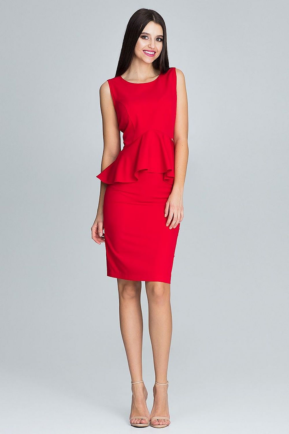 Damen Set Rock & Bluse Rüsche figurbetonend – Blau Rot Multifarben