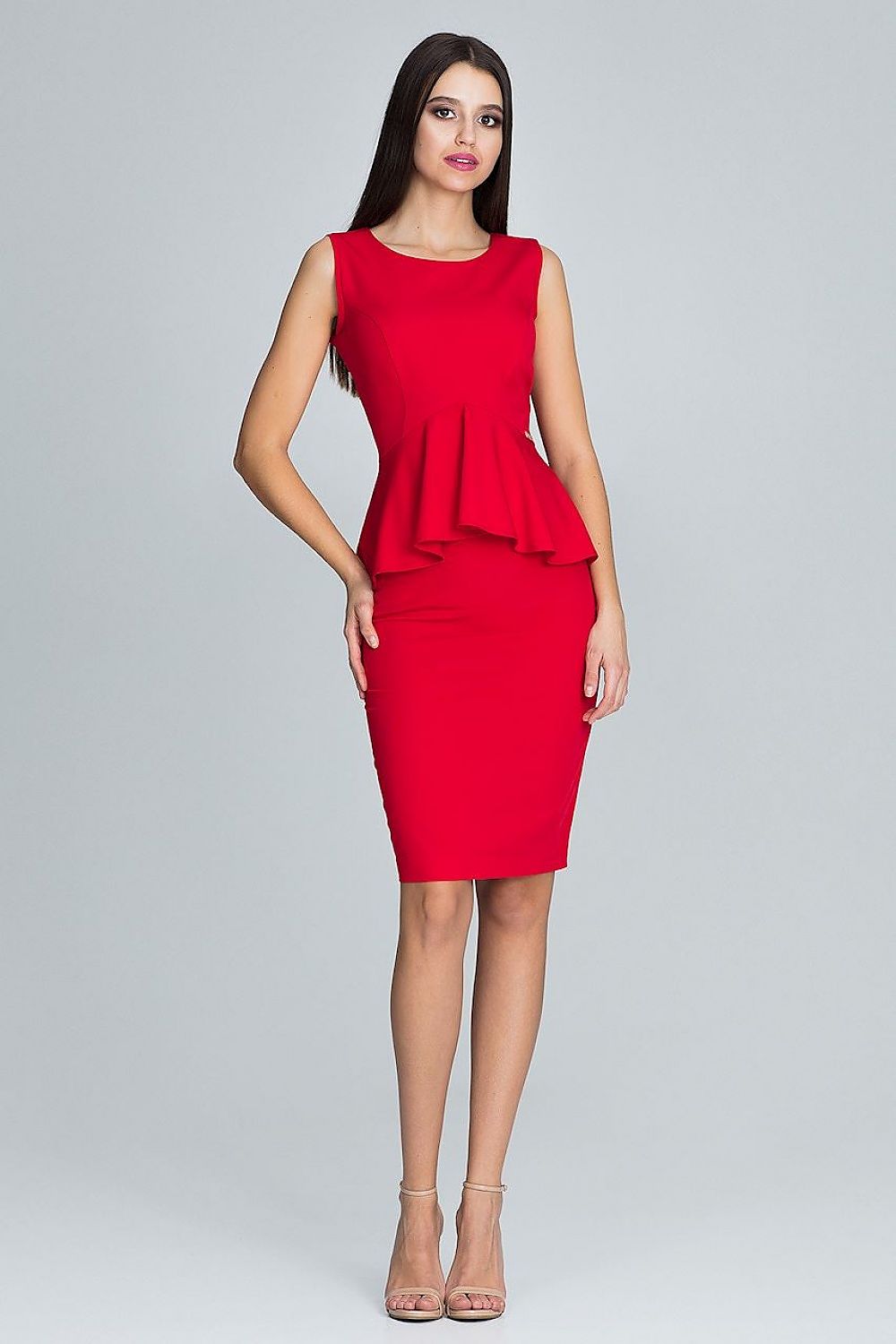 Damen Set Rock & Bluse Rüsche figurbetonend – Blau Rot Multifarben