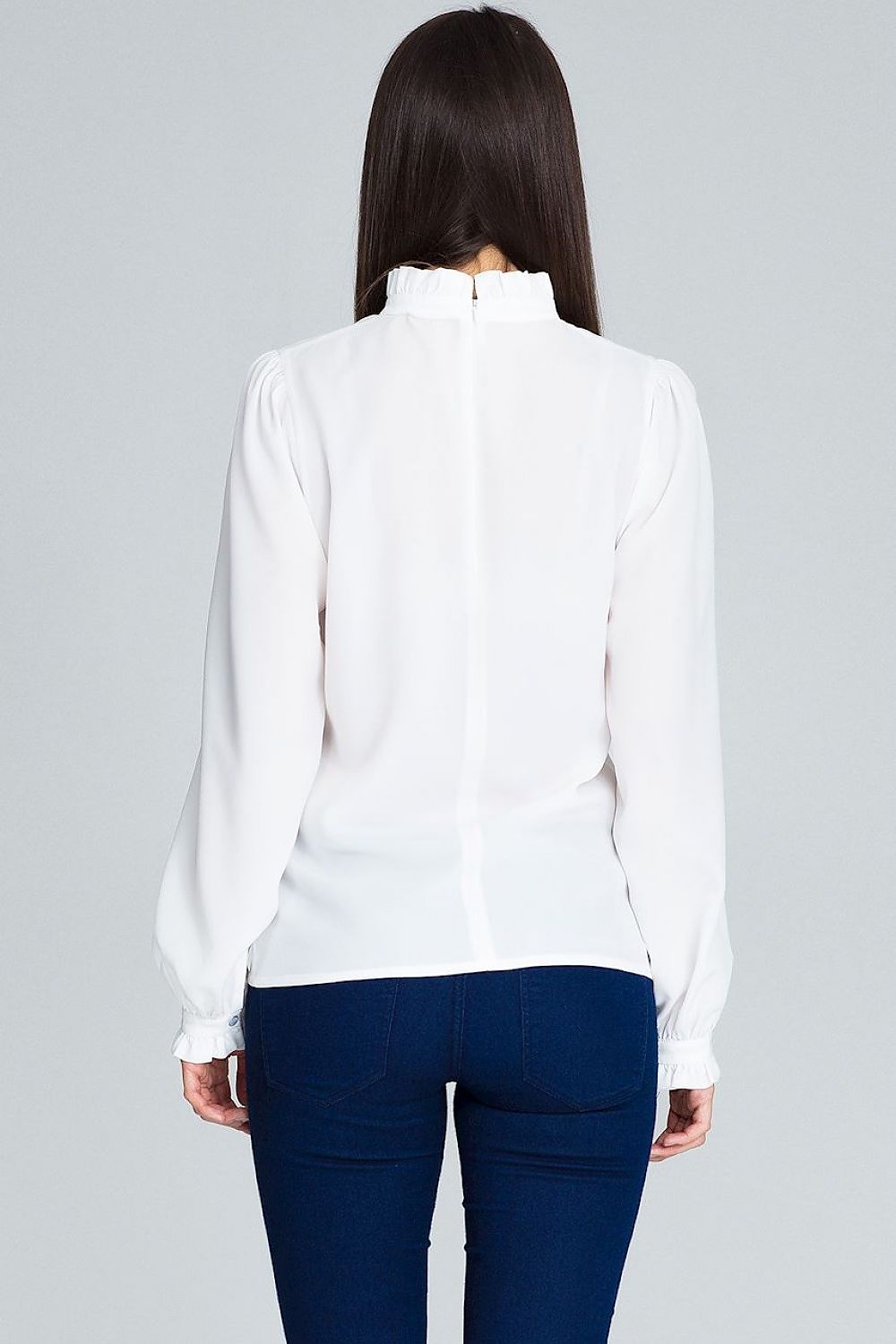 Bluse Damen plissierte Ärmel Rüsche elegant – Gelb Rot Blau Beige