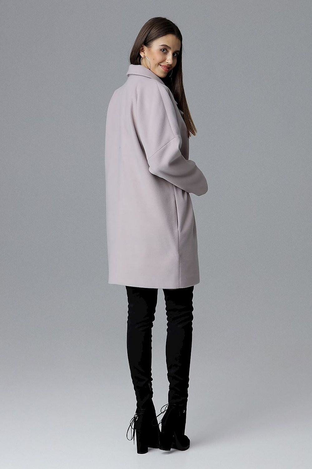 Mantel Damen Kimono-Ärmel zweireihig Druckknöpfe feminin