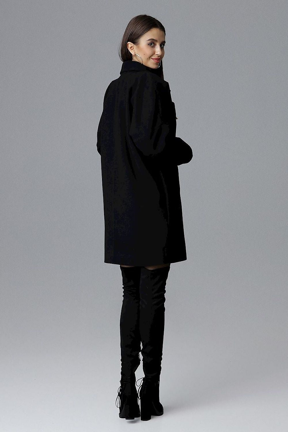 Mantel Damen Kimono-Ärmel zweireihig Druckknöpfe feminin