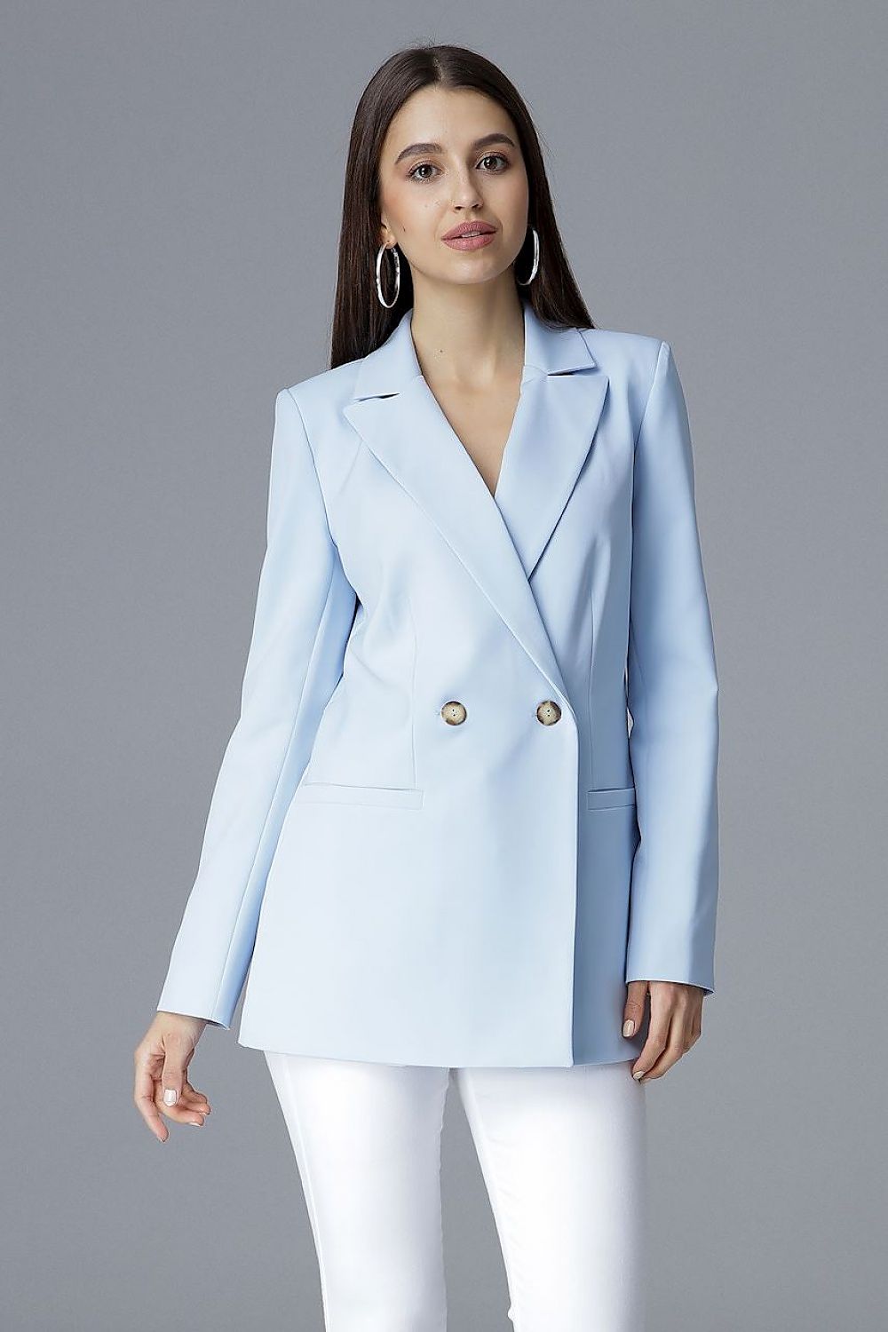 Jacke Damen schmal V-Ausschnitt Zierknopf figurbetont elegant