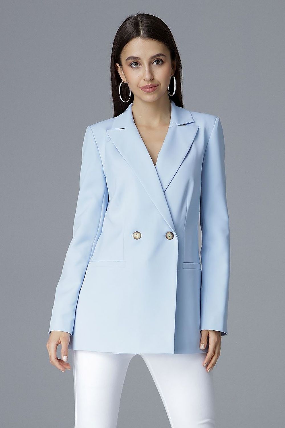 Jacke Damen schmal V-Ausschnitt Zierknopf figurbetont elegant