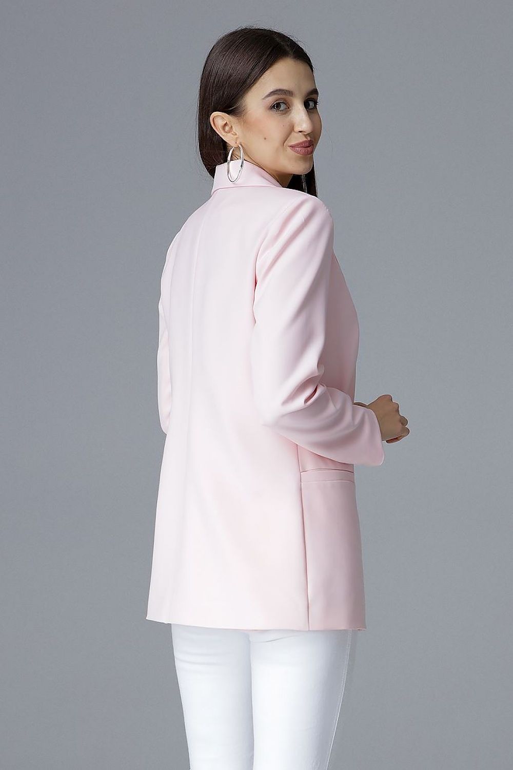 Jacke Damen schmal V-Ausschnitt Zierknopf figurbetont elegant