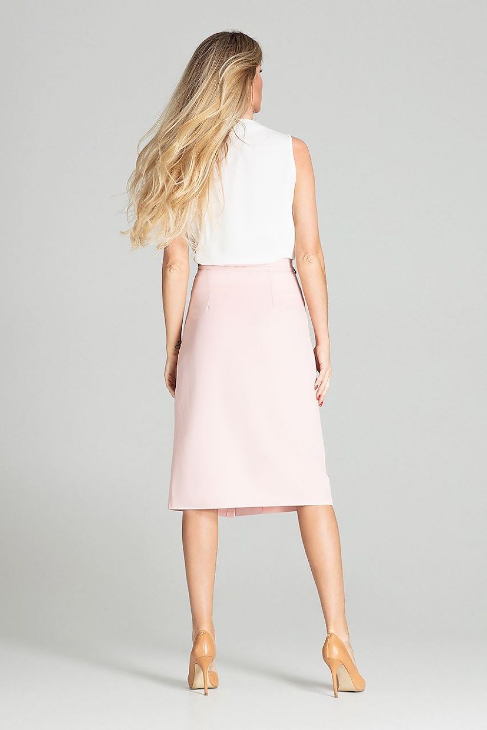 Midirock Damen Zierknöpfe Bindegürtel elegant