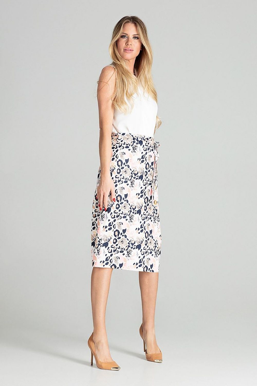 Midirock Damen Zierknöpfe Bindegürtel elegant