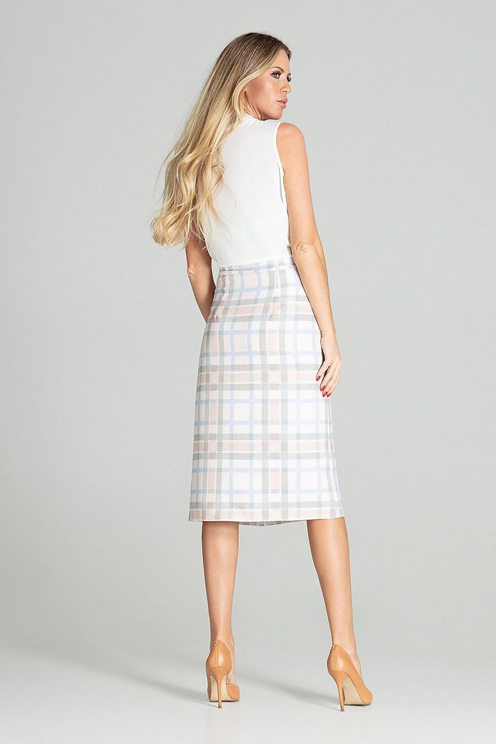 Midirock Damen Zierknöpfe Bindegürtel elegant