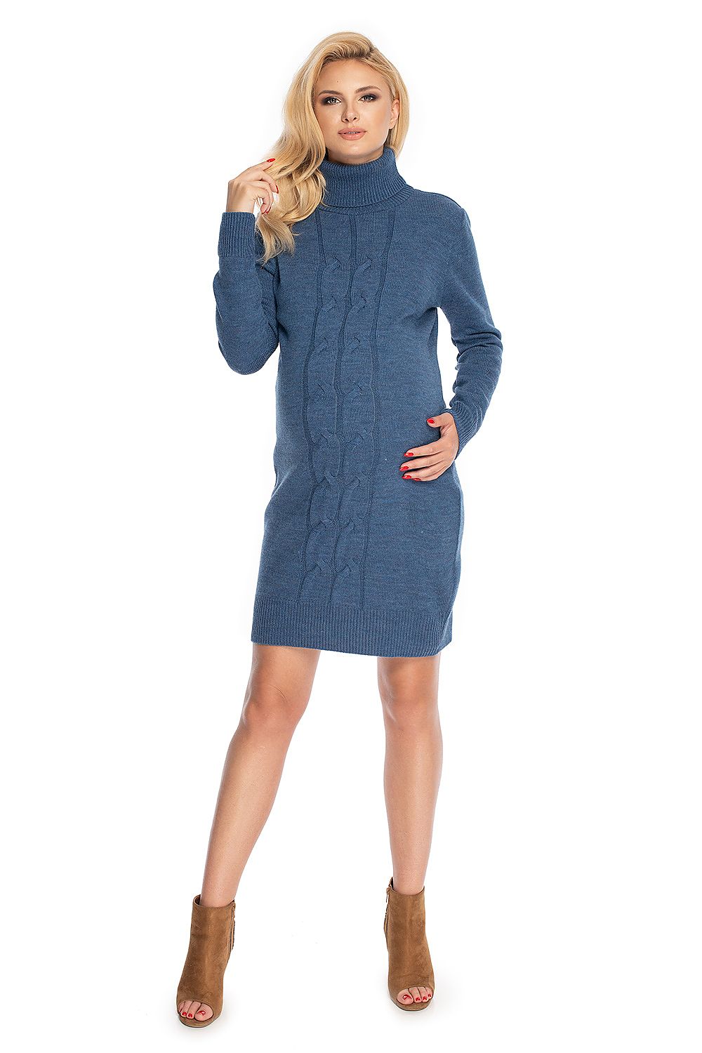 Pulloverkleid Schwangerschaft Rollkragen kariert gemütlich