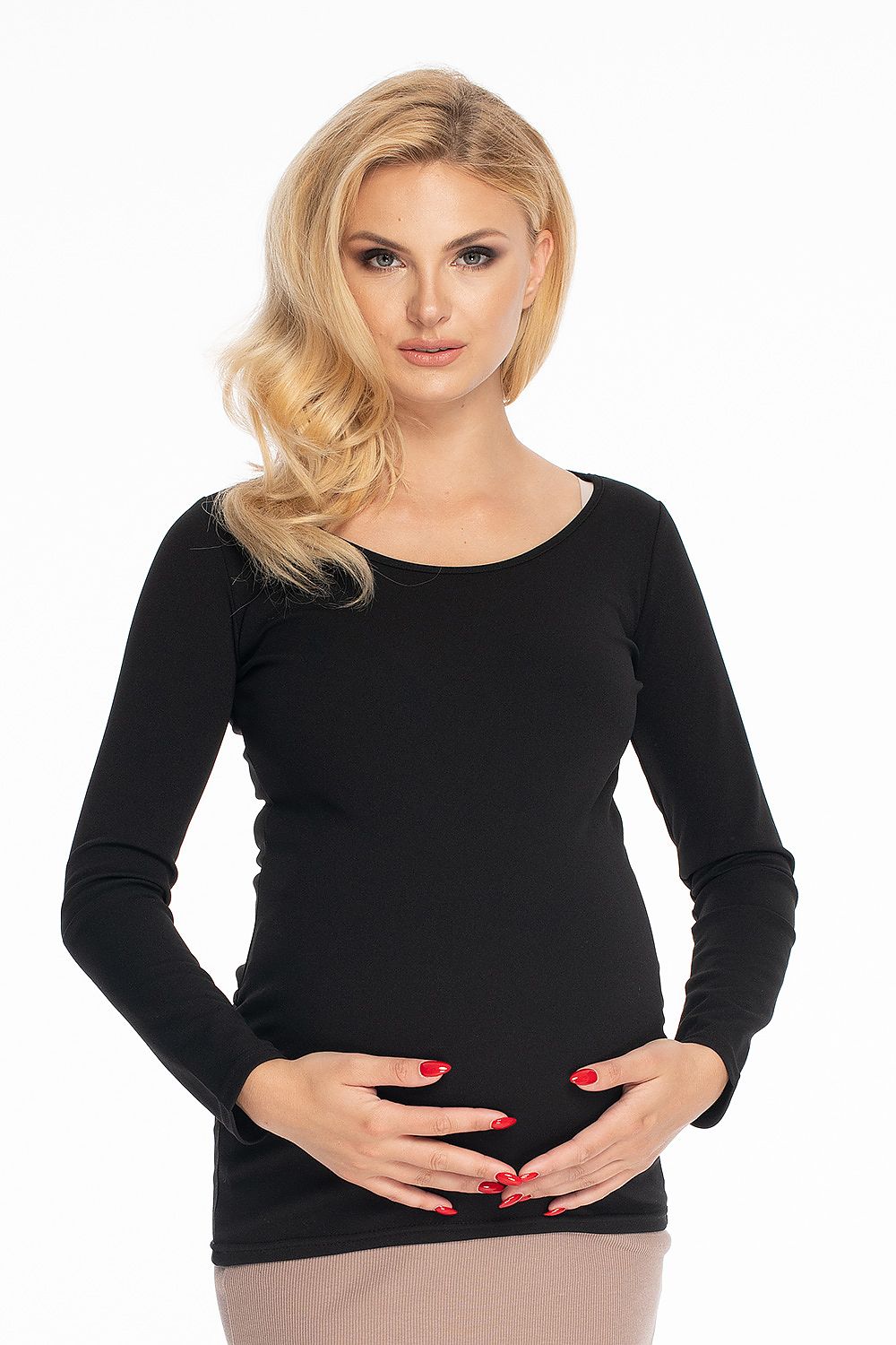 Schwangerschaftsbluse klassisch Rundhals elegant