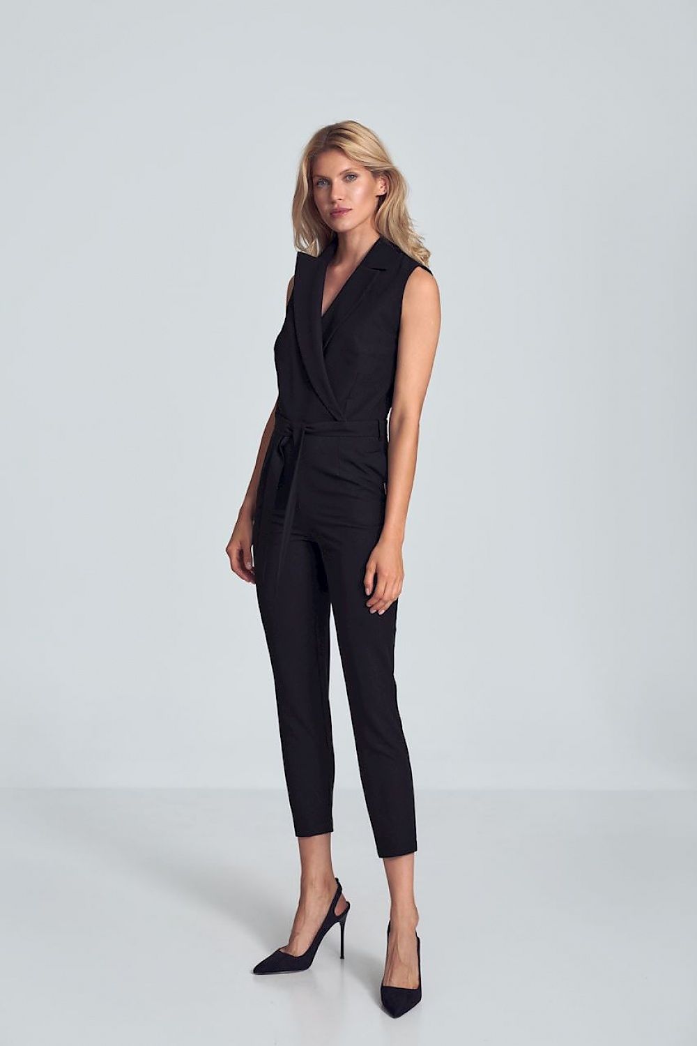 Jumpsuit Damen weite Beine V-Ausschnitt tailliert – Braun Grün Schwarz