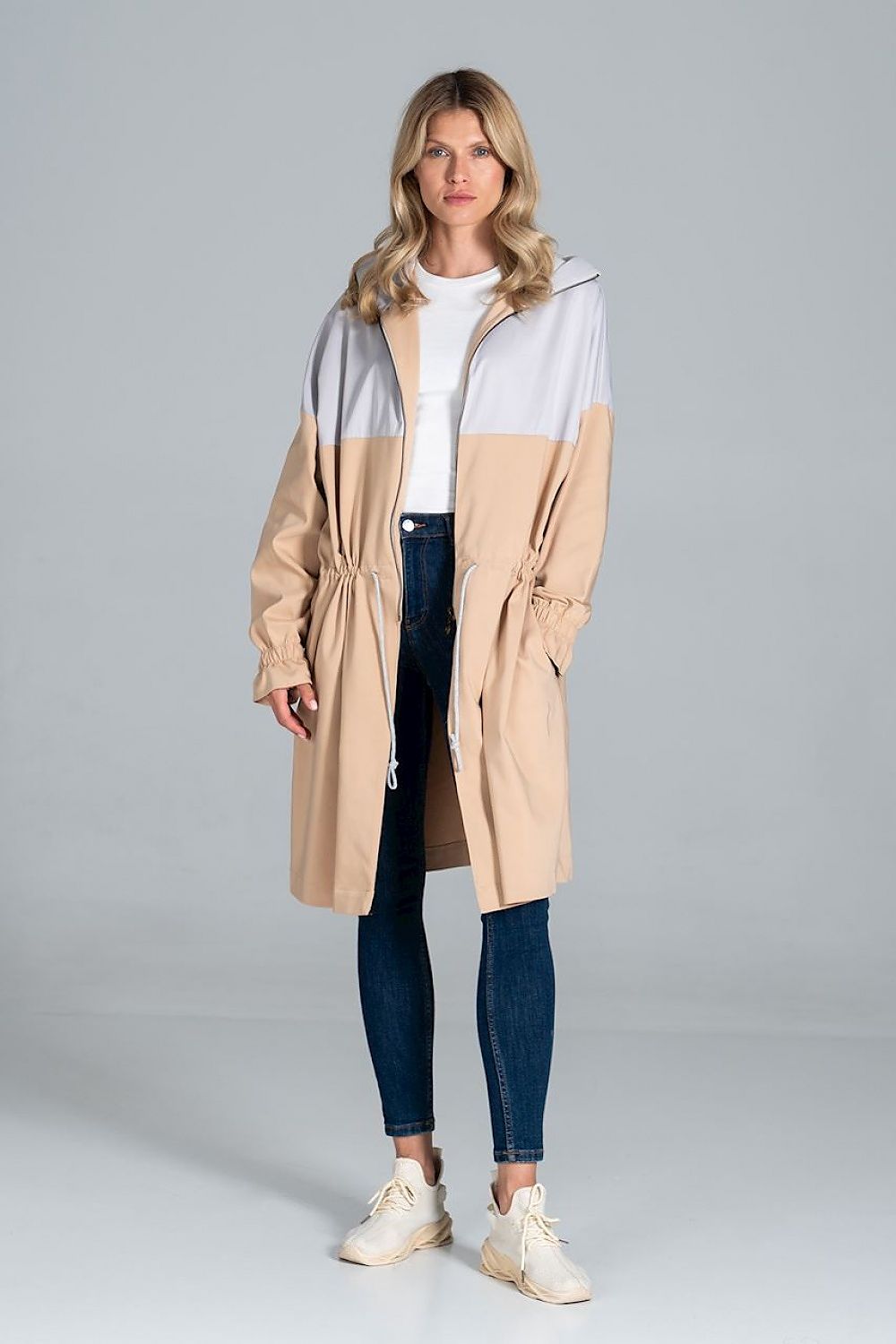 Parka Damen zweifarbig Herbst Kordelzug Taille – modern & funktional
