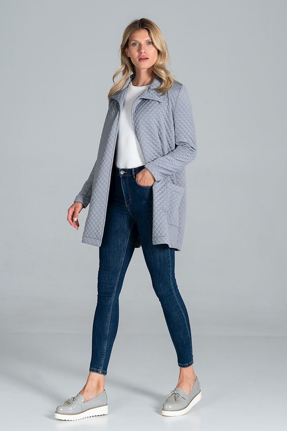 Steppmantel Damen kurz Gürtel Kragen Taschen – elegant & warm