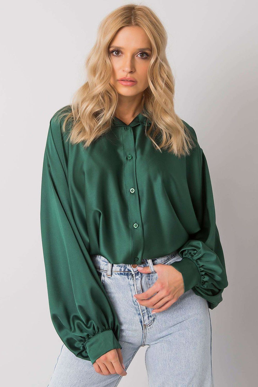 Hemd Damen Button-Down weite Ärmel Oversize Bluse