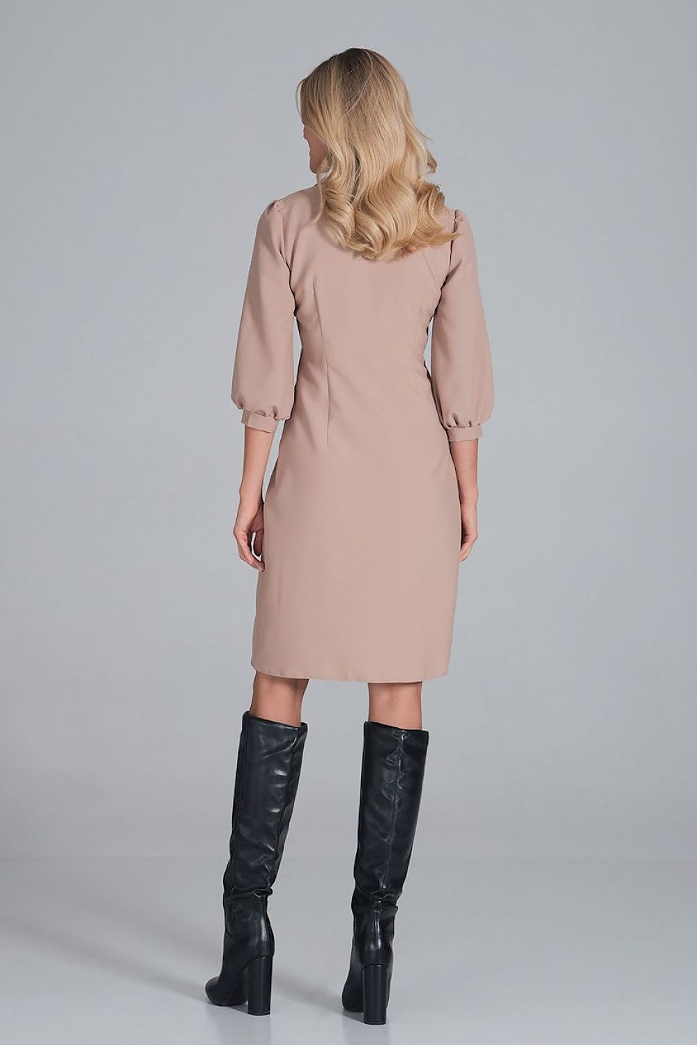 Hemdkleid Damen Midi Kragen Knopfleiste 3/4-Arm Brusttaschen – elegant & klassisch