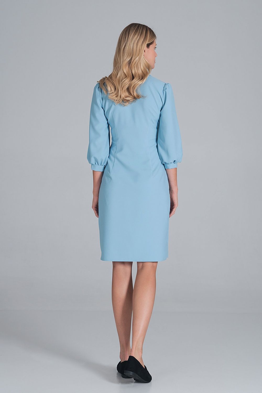 Hemdkleid Damen Midi Kragen Knopfleiste 3/4-Arm Brusttaschen – elegant & klassisch
