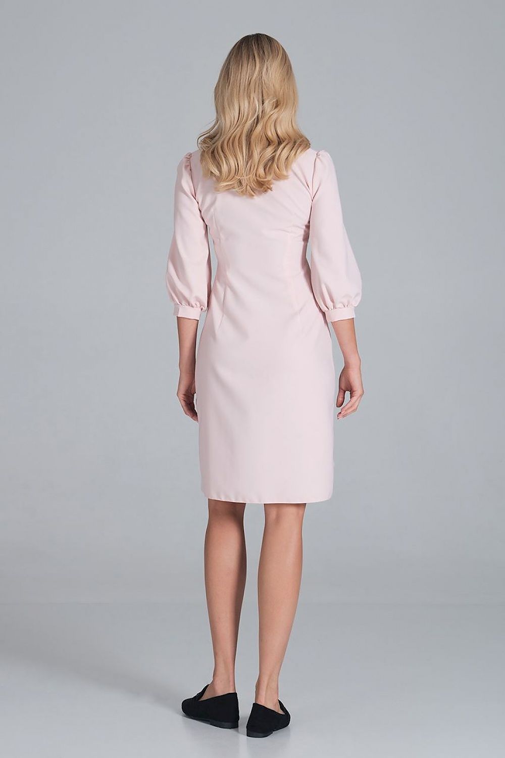Hemdkleid Damen Midi Kragen Knopfleiste 3/4-Arm Brusttaschen – elegant & klassisch