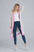 Cardigan Damen bunt lang Strick Übergang