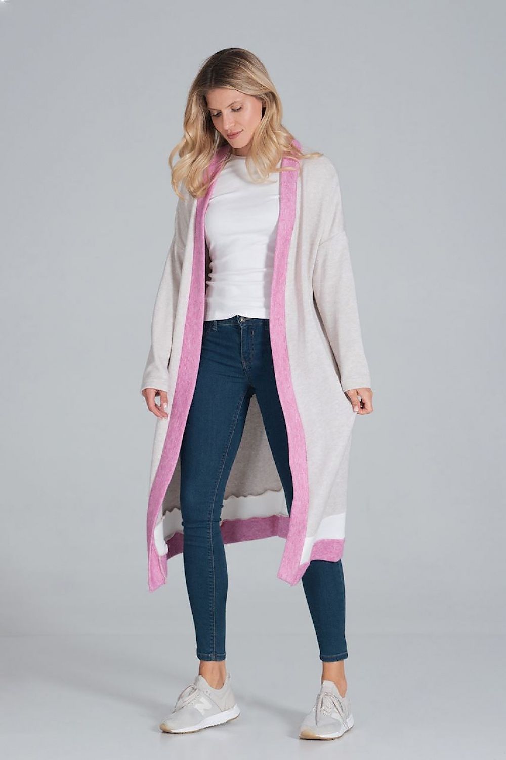 Cardigan Damen bunt lang Strick Übergang