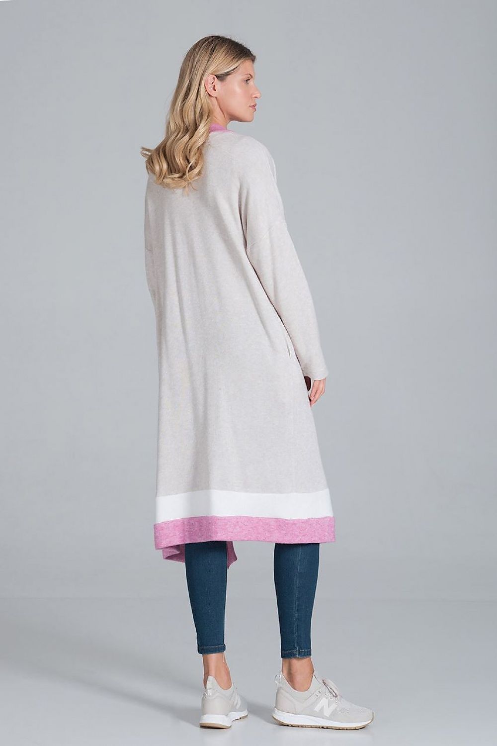 Cardigan Damen bunt lang Strick Übergang