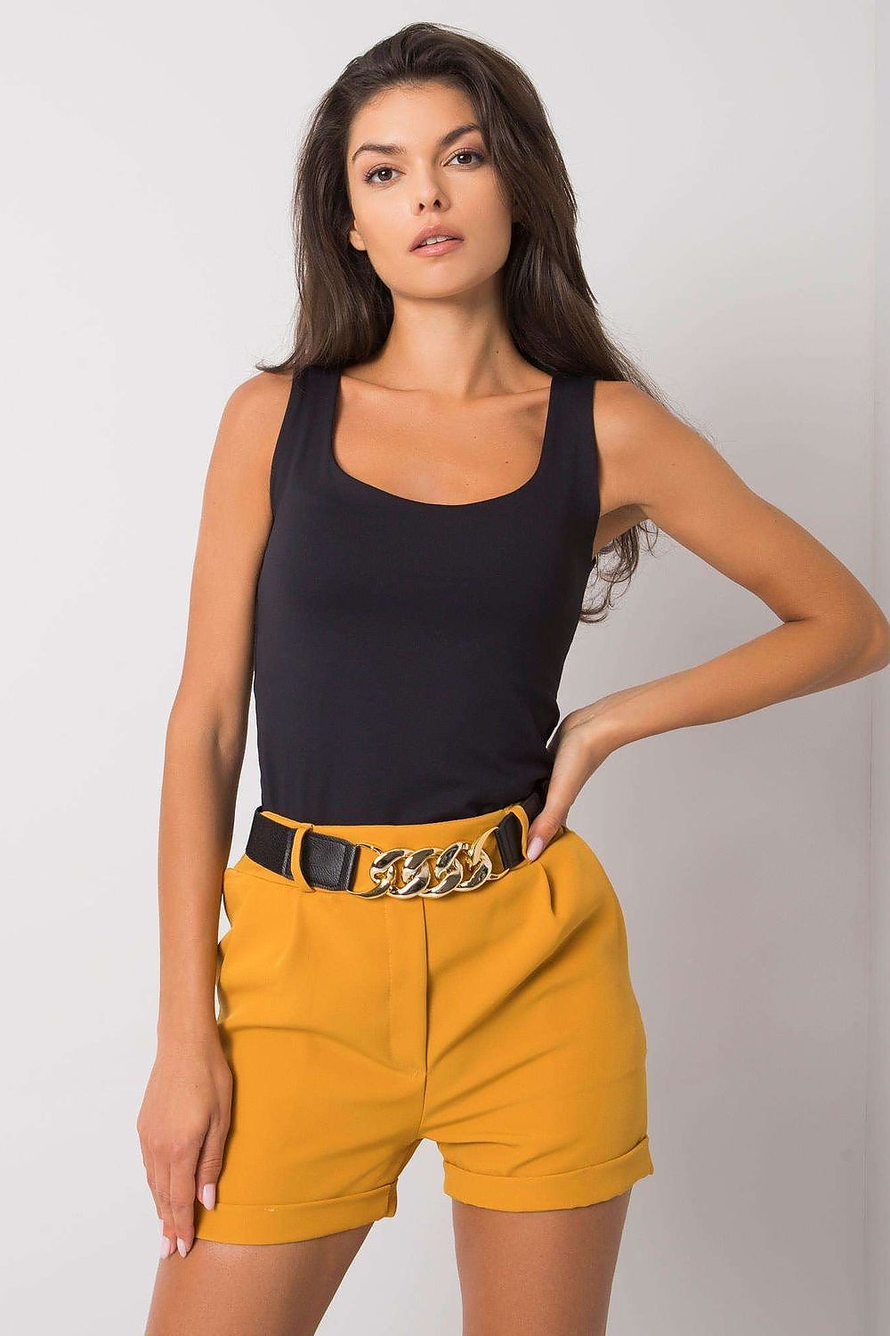 Shorts Damen elastischer Bund Ziergürtel bequem Sommer