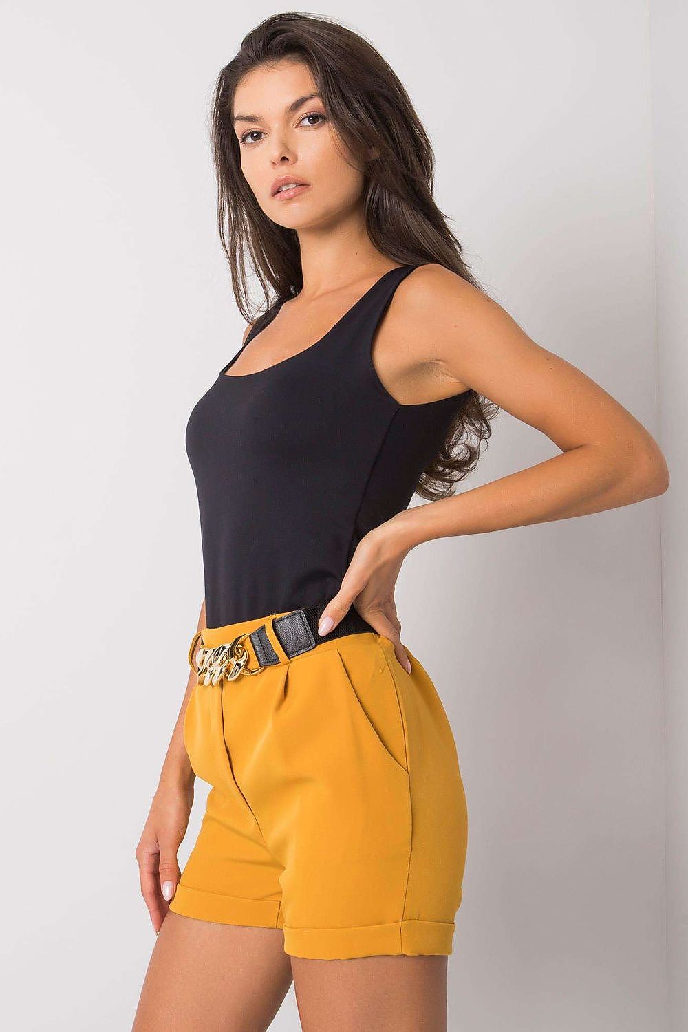 Shorts Damen elastischer Bund Ziergürtel bequem Sommer