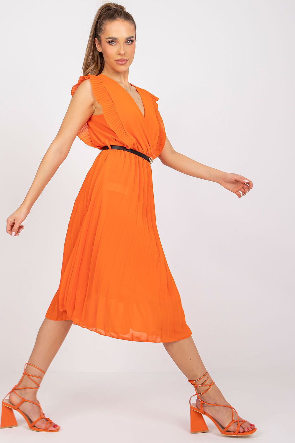 Sommerkleid Damen plissiert Rüsche Herzausschnitt ausgestellt