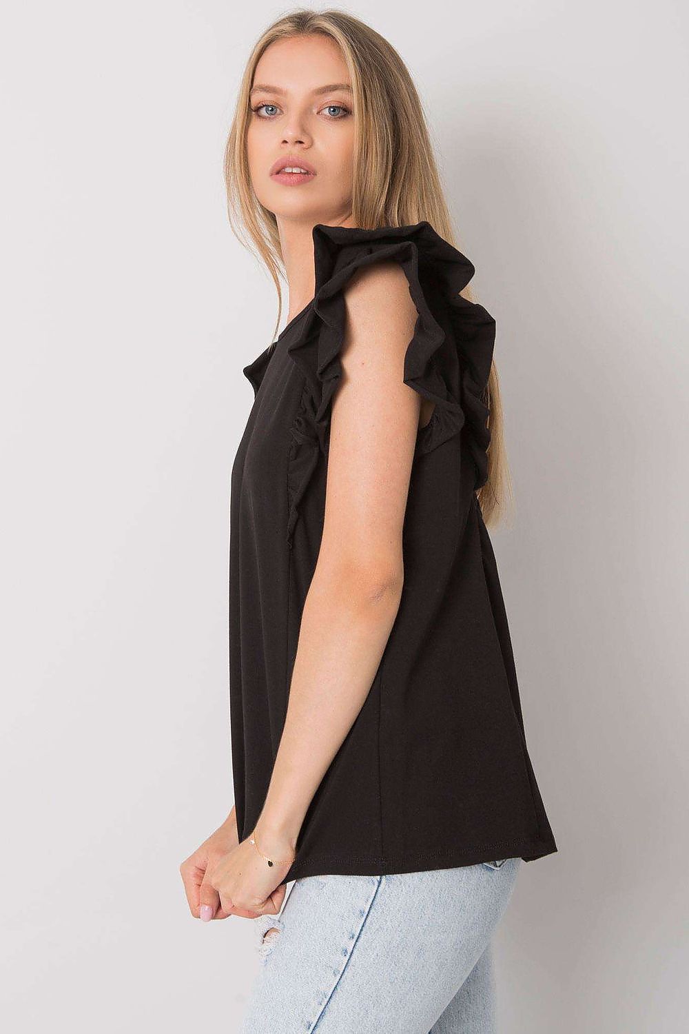 Bluse Damen Rüschenarmel mit Rückenausschnitt