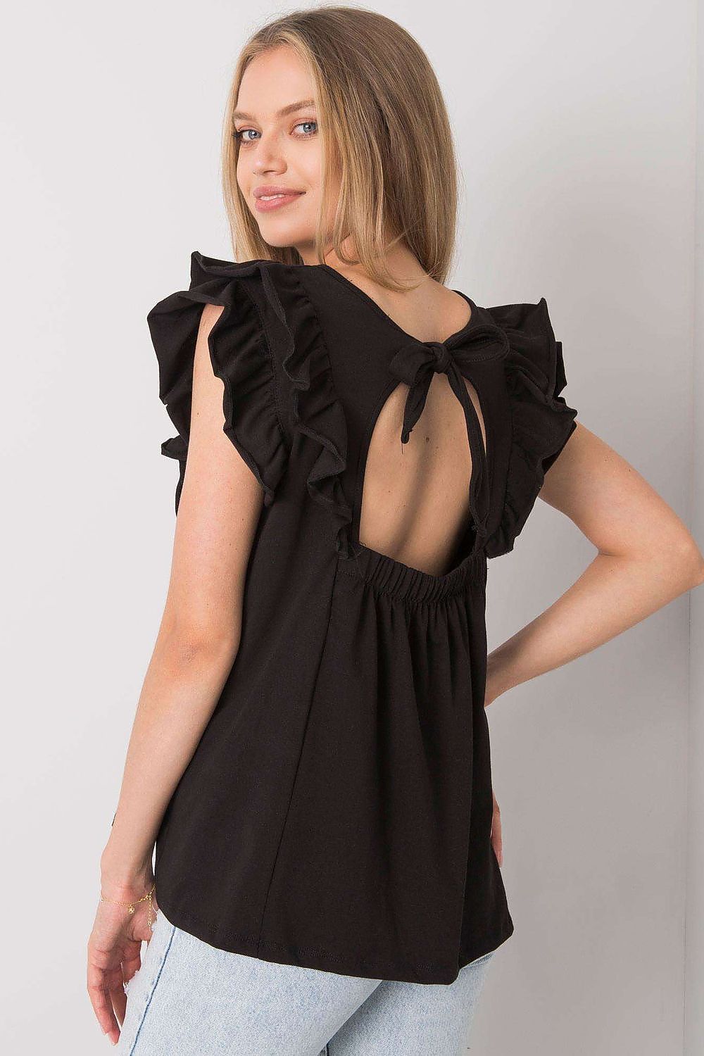 Bluse Damen Rüschenarmel mit Rückenausschnitt