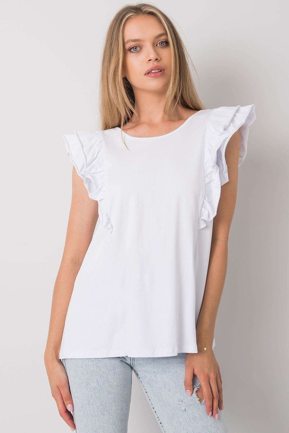 Bluse Damen Rüschenarmel mit Rückenausschnitt