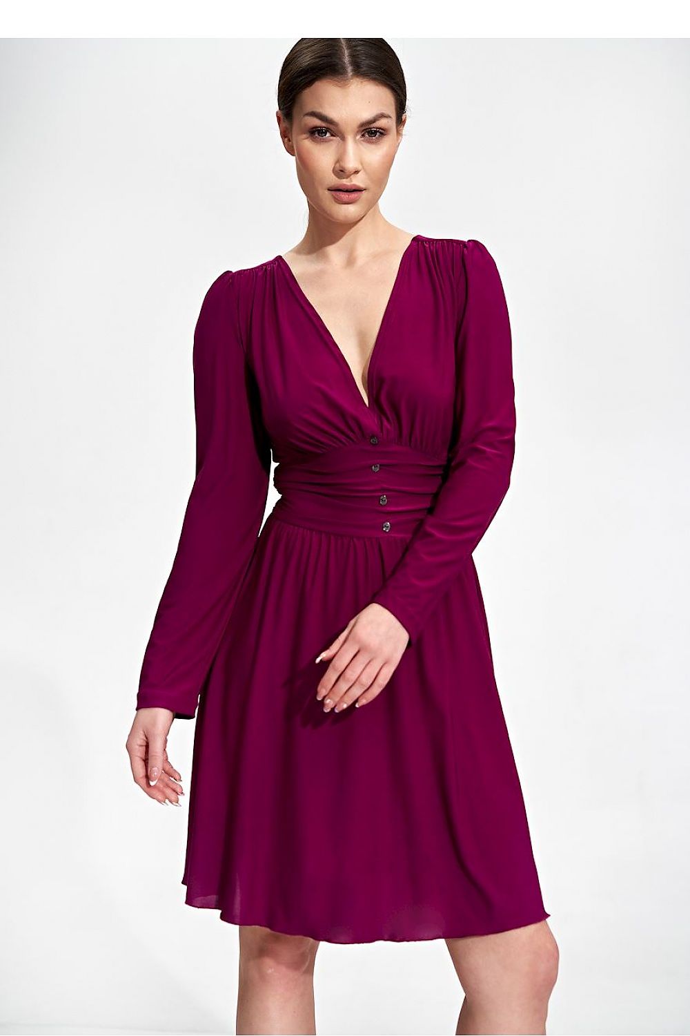 Midi Kleid Damen elegant violett schwarz beige