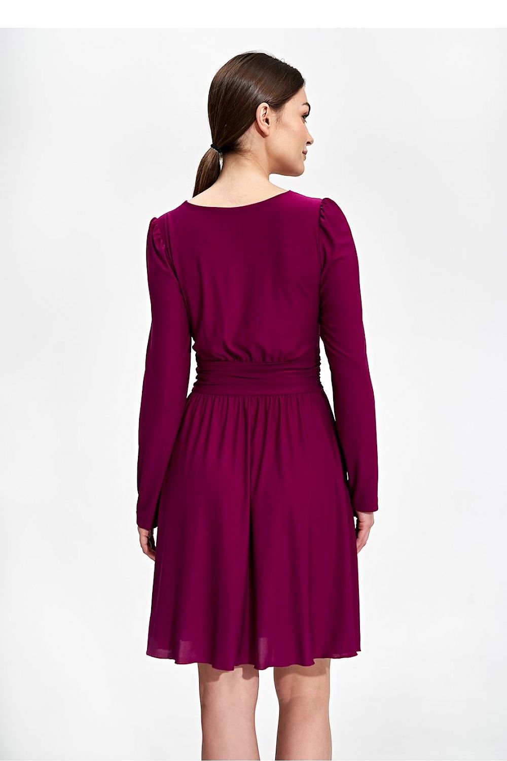 Midi Kleid Damen elegant violett schwarz beige