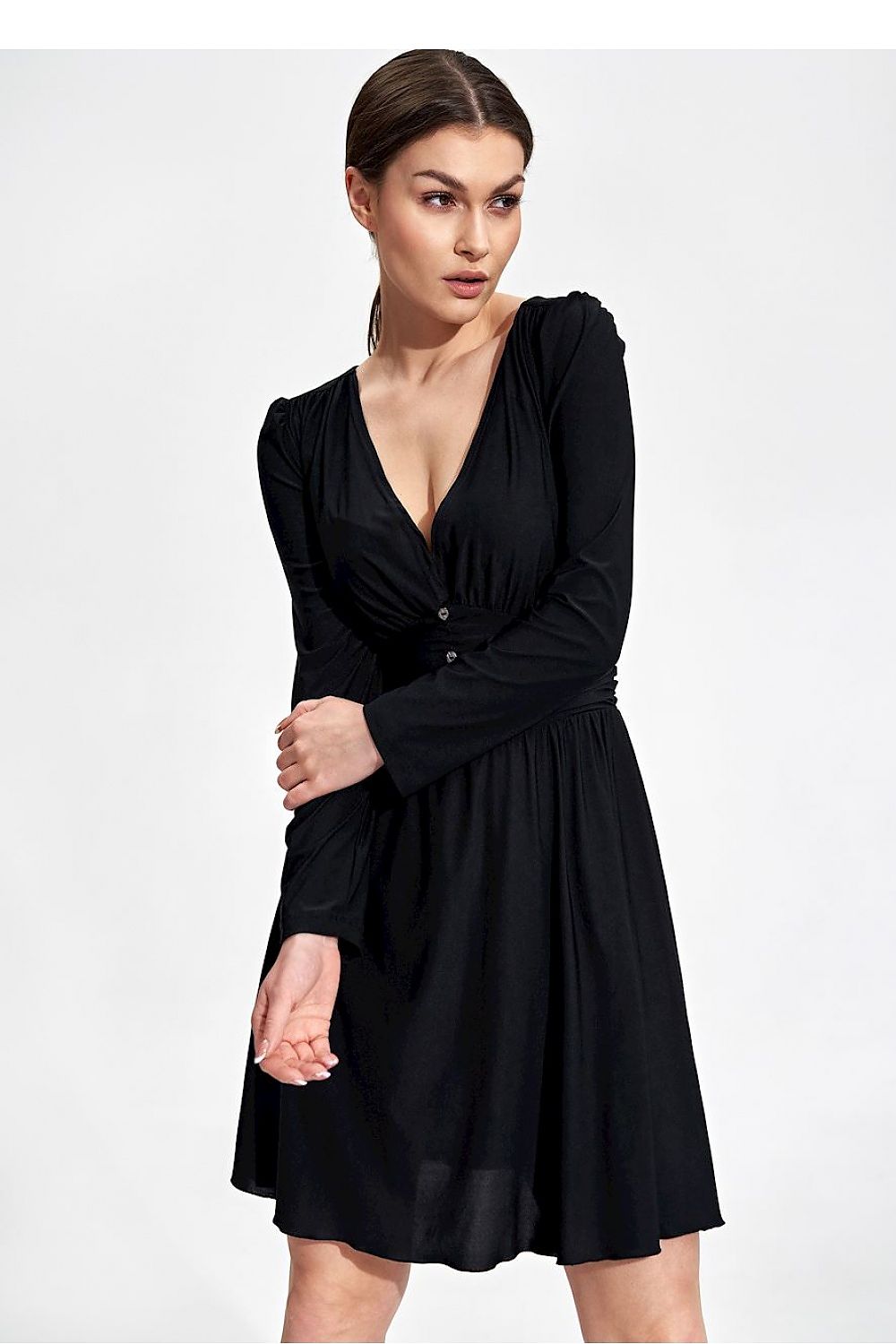 Midi Kleid Damen elegant violett schwarz beige