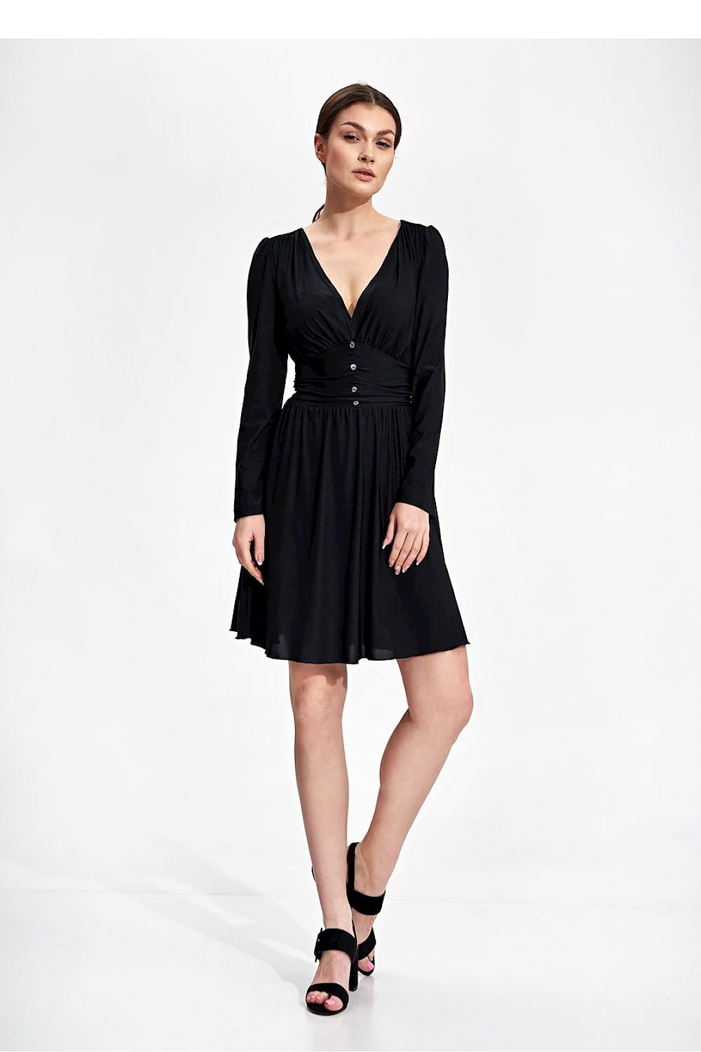 Midi Kleid Damen elegant violett schwarz beige