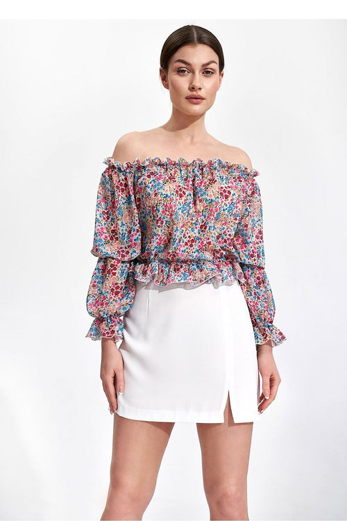 Bluse Damen bunt gemustert casual