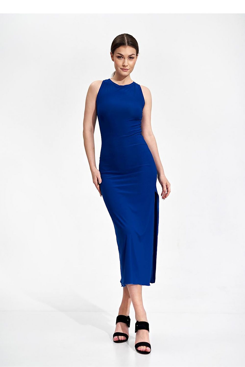 Midi Kleid Damen klassisch marineblau violett schwarz
