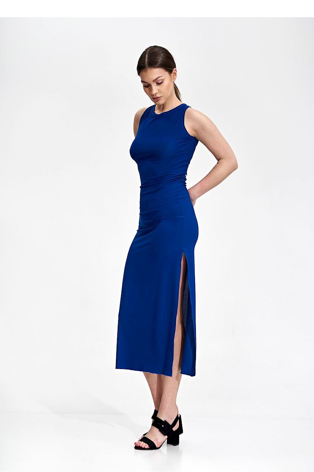 Midi Kleid Damen klassisch marineblau violett schwarz