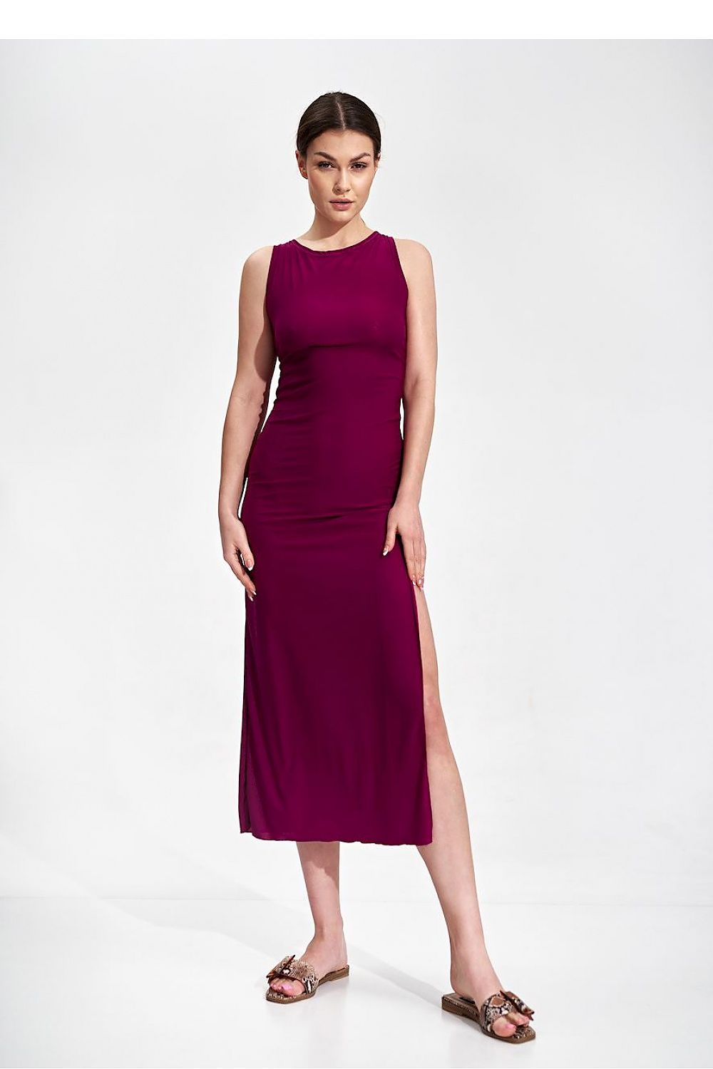Midi Kleid Damen klassisch marineblau violett schwarz