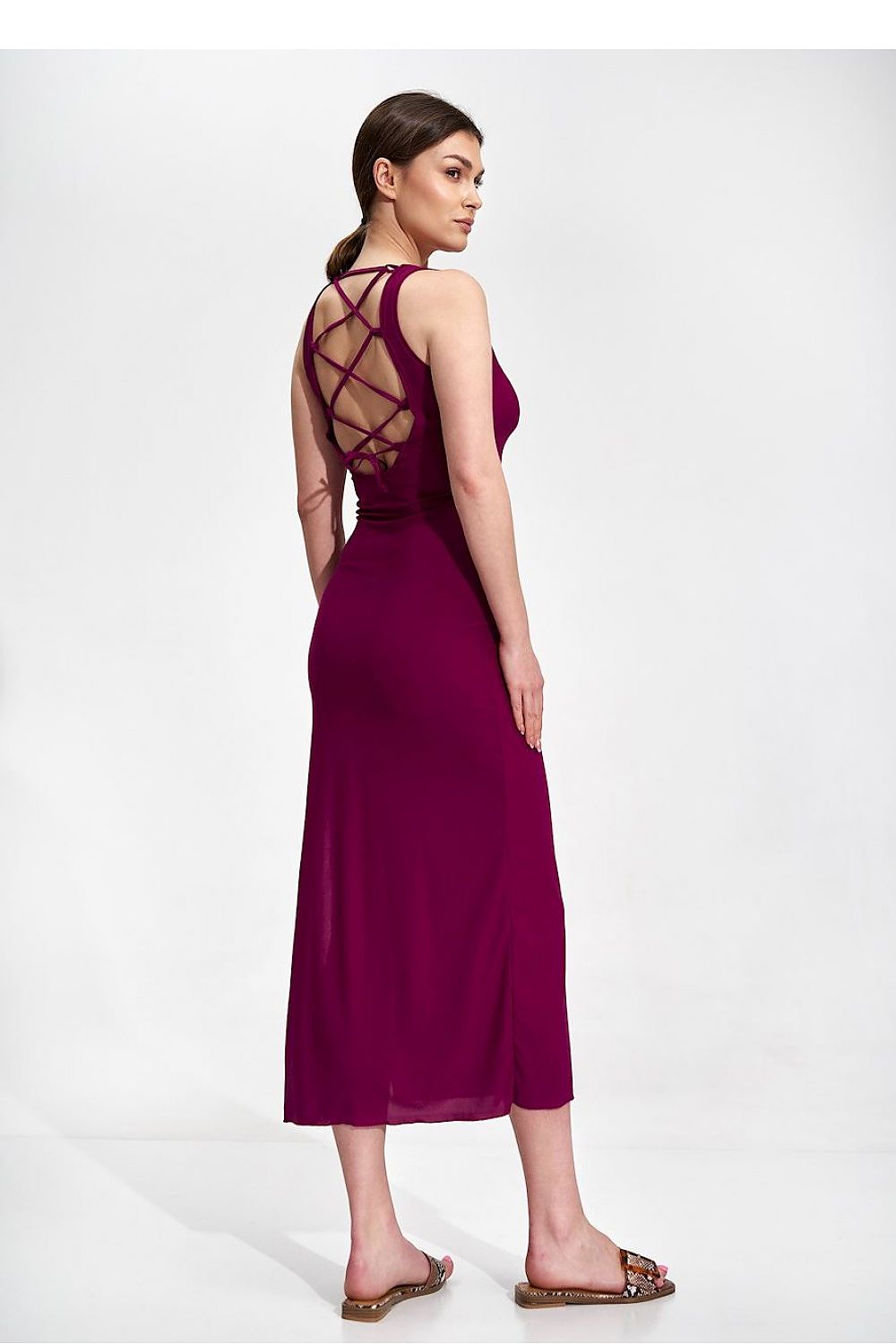 Midi Kleid Damen klassisch marineblau violett schwarz