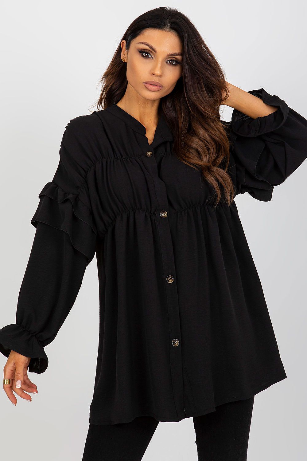 Bluse Damen Langarm Rüschen locker elegant