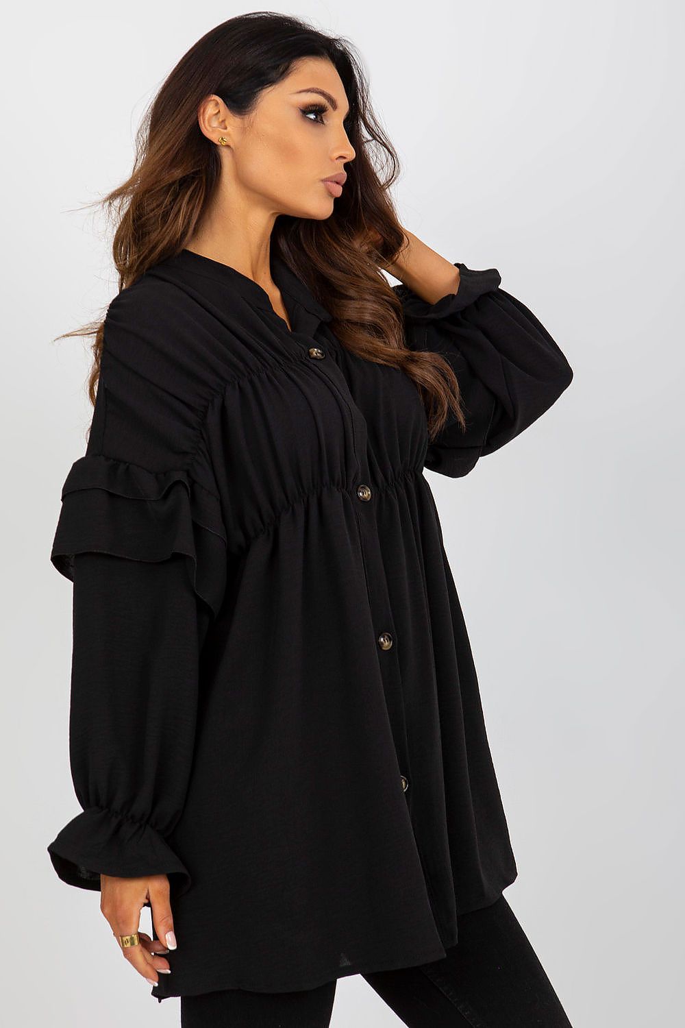 Bluse Damen Langarm Rüschen locker elegant