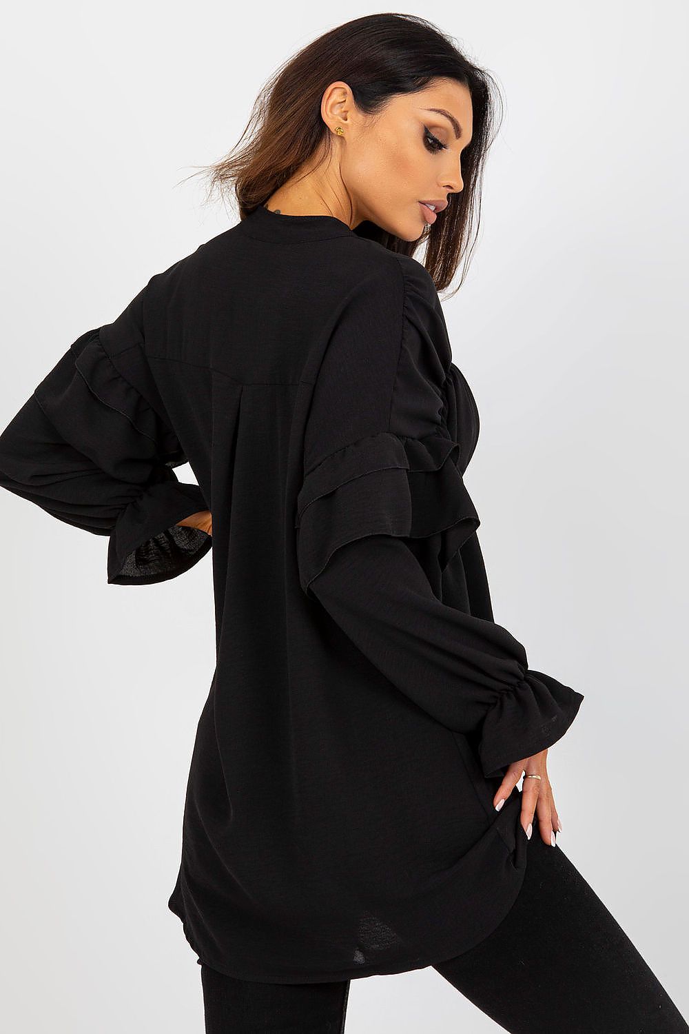 Bluse Damen Langarm Rüschen locker elegant