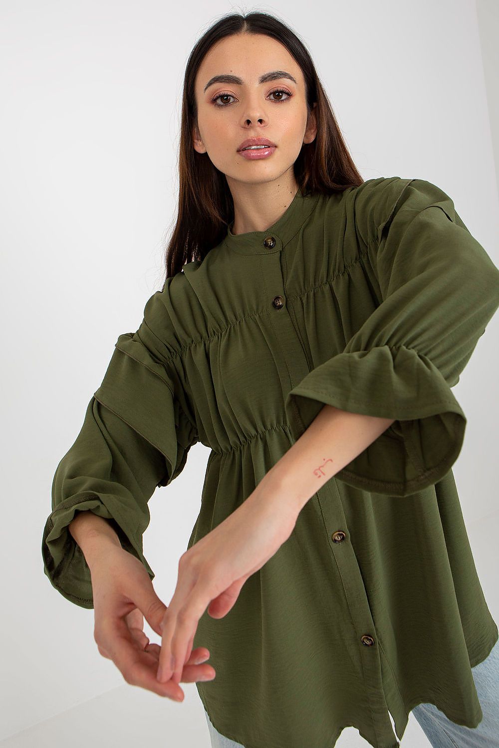 Bluse Damen Langarm Rüschen locker elegant