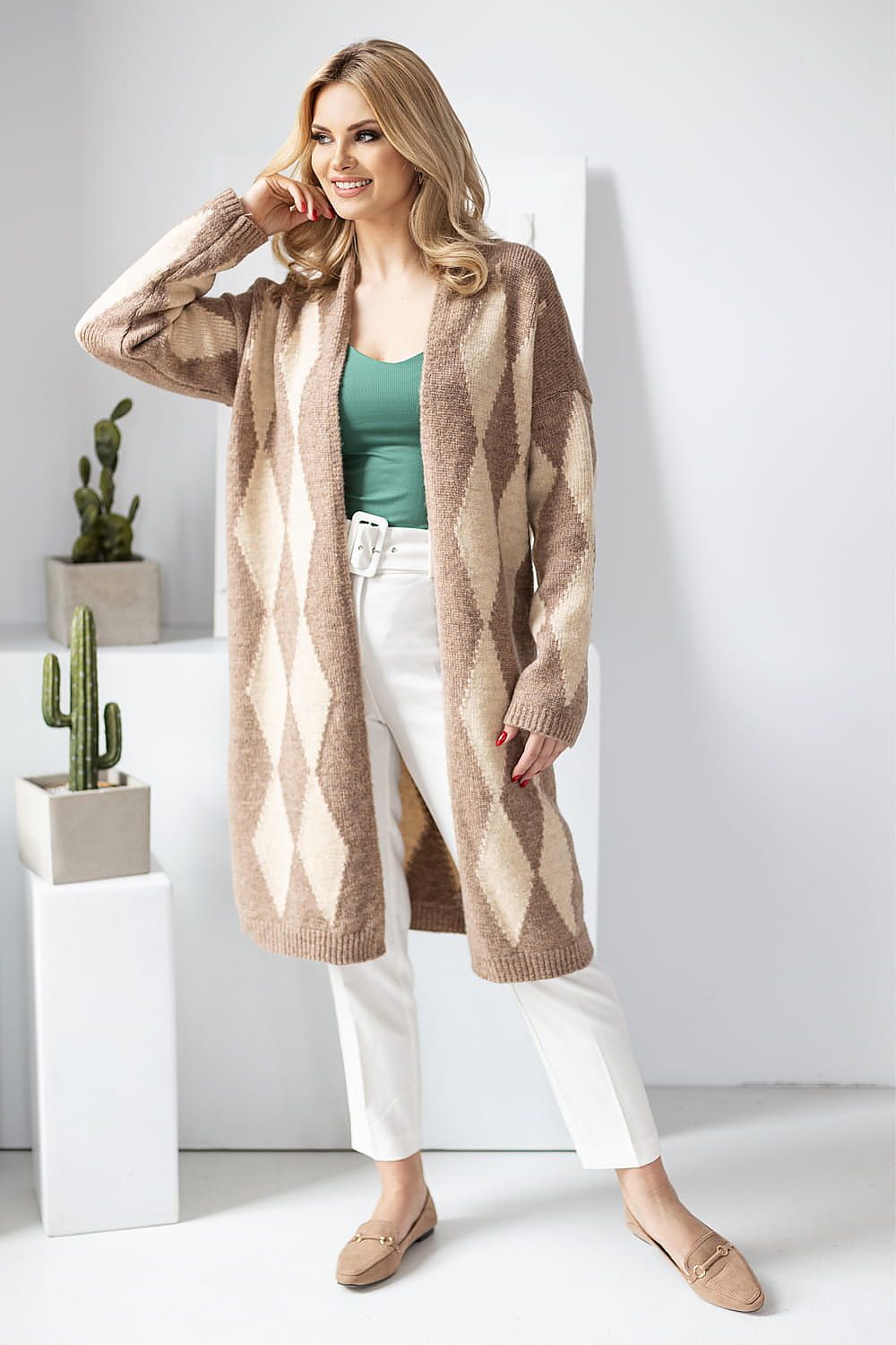 Cardigan Damen Geometrisches Muster Locker & Stylisch