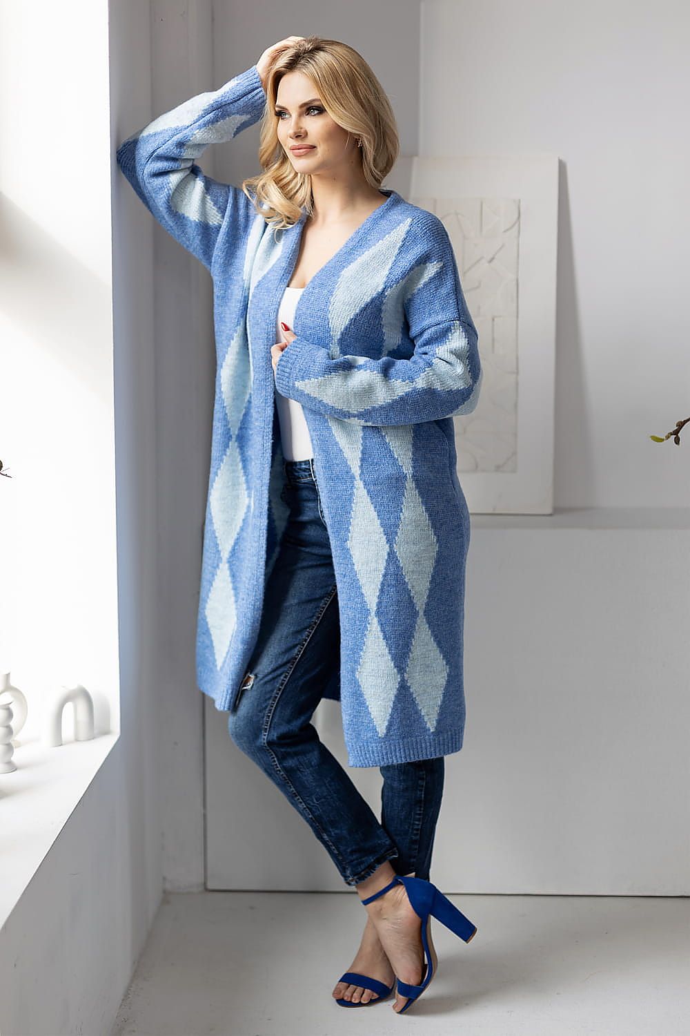 Cardigan Damen Geometrisches Muster Locker & Stylisch