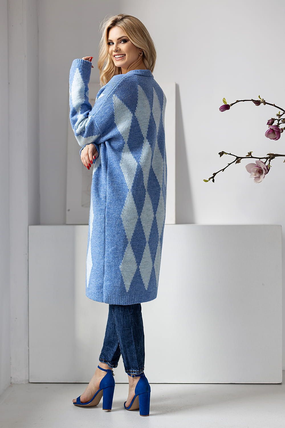 Cardigan Damen Geometrisches Muster Locker & Stylisch
