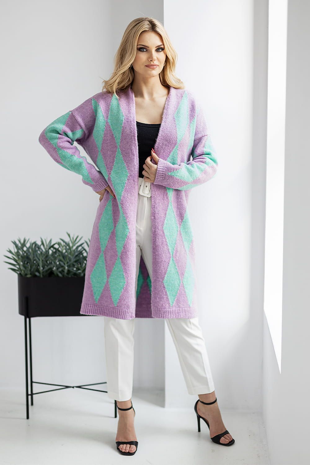 Cardigan Damen Geometrisches Muster Locker & Stylisch