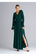 Midi Kleid Damen grün violett elegant Alltag